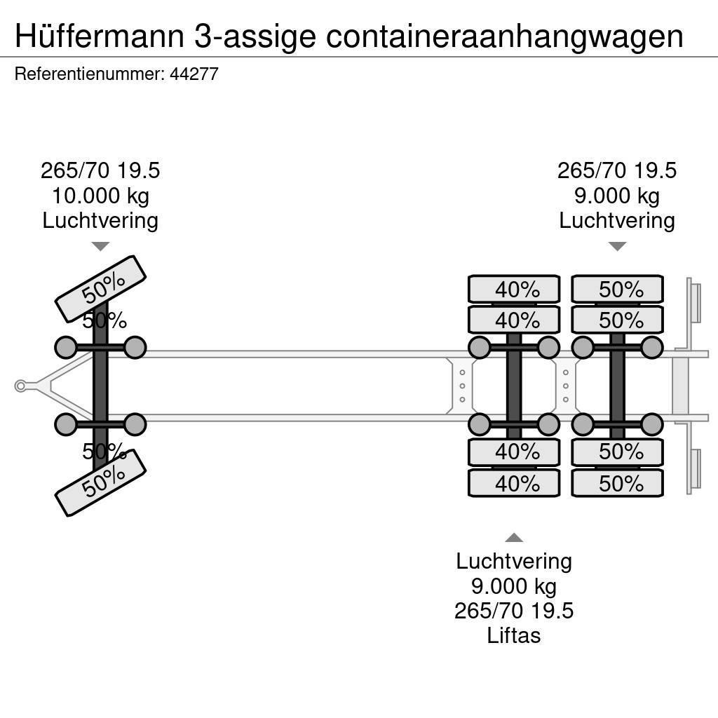 Hüffermann 3-assige containeraanhangwagen Containerframe trailers