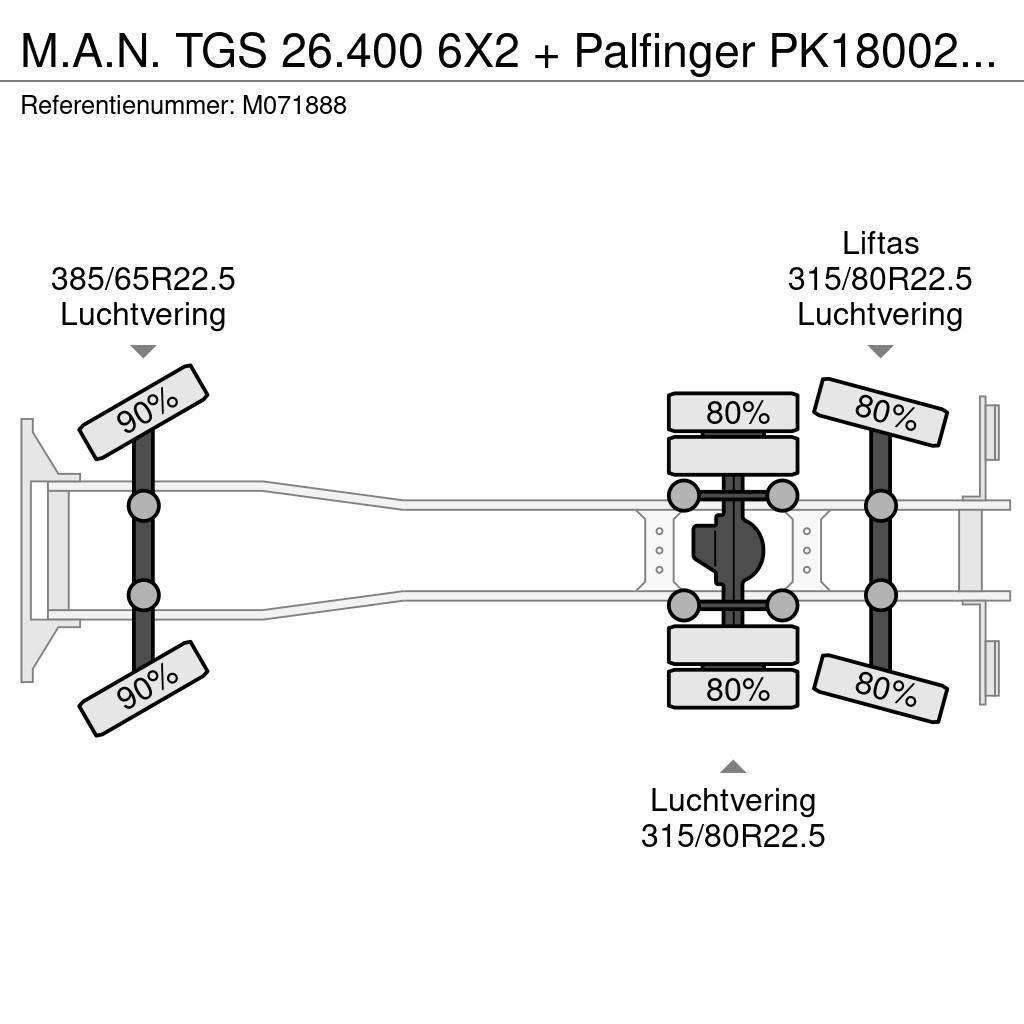 MAN TGS 26.400 6X2 + Palfinger PK18002-EH Flatbed / Dropside trucks