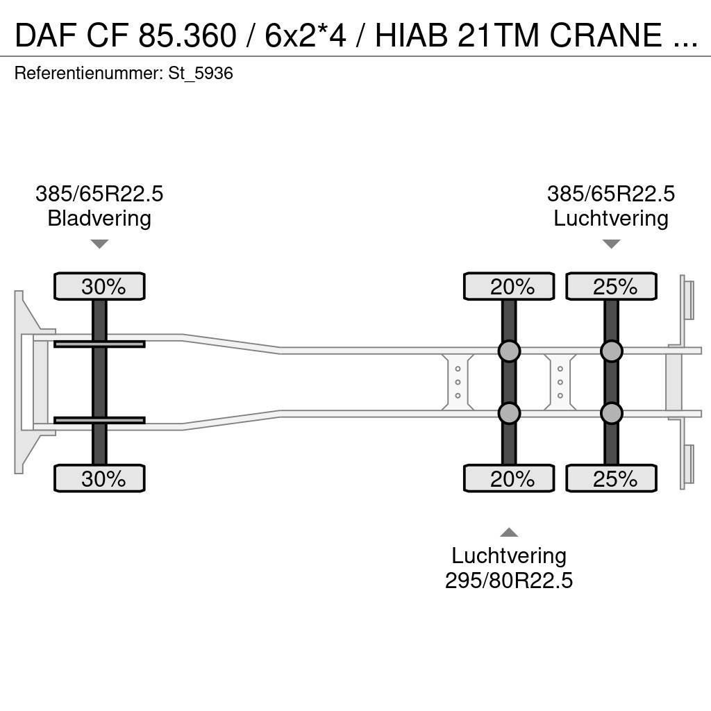 DAF CF 85.360 / 6x2*4 / HIAB 21TM CRANE / VDL HOOKLIFT Crane trucks