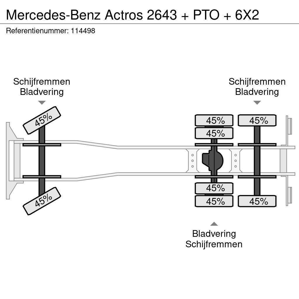 Mercedes-Benz Actros 2643 + PTO + 6X2 Flatbed / Dropside trucks