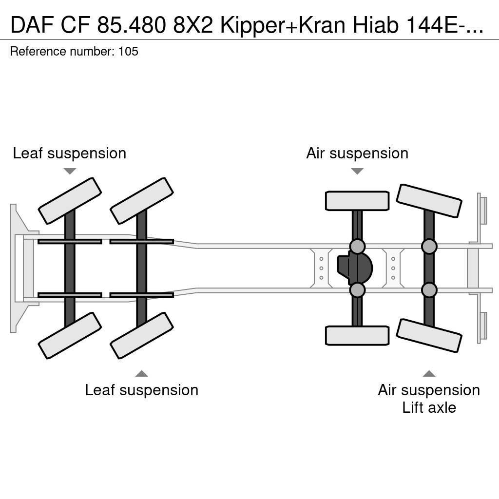 DAF CF 85.480 8X2 Kipper+Kran Hiab 144E-3 PRO Crane trucks