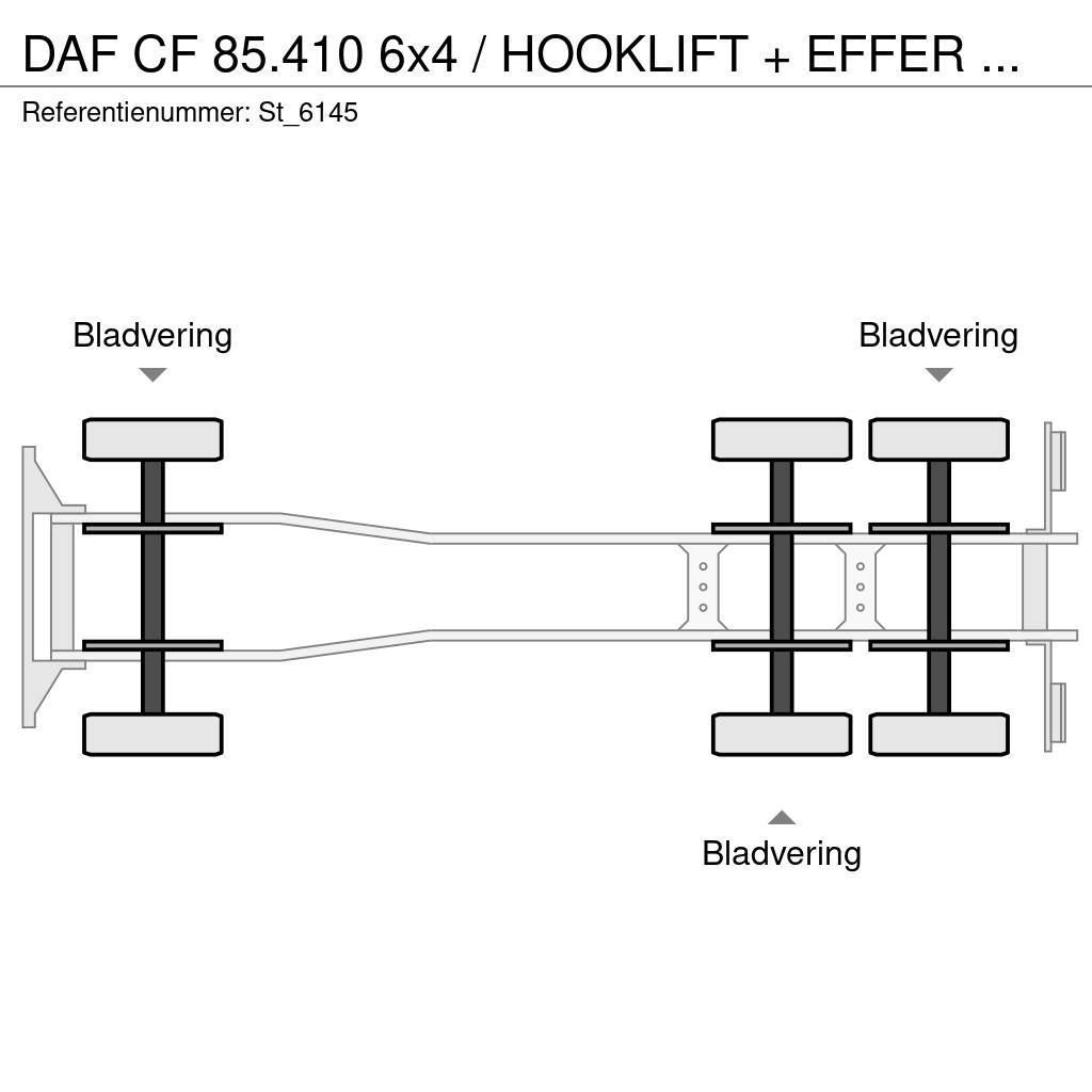 DAF CF 85.410 6x4 / HOOKLIFT + EFFER CRANE Crane trucks