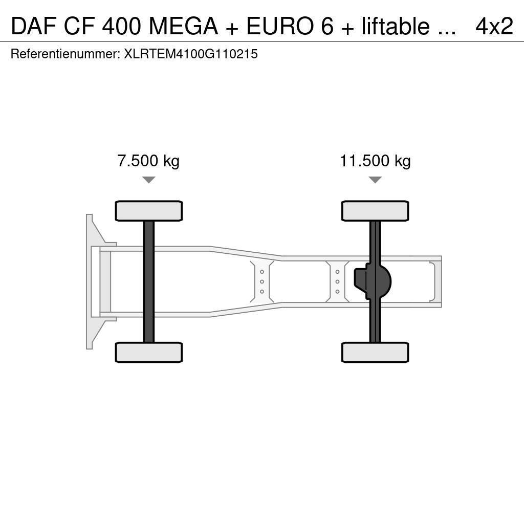 DAF CF 400 MEGA + EURO 6 + liftable 5th wheel Tractor Units