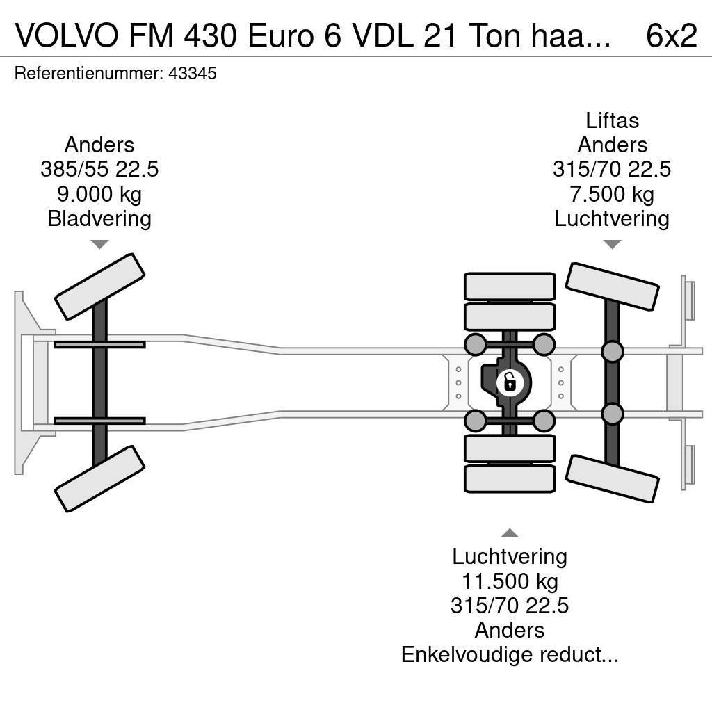 Volvo FM 430 Euro 6 VDL 21 Ton haakarmsysteem Container Frame trucks