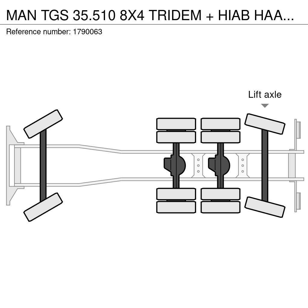 MAN TGS 35.510 8X4 TRIDEM + HIAB HAAKARM + PALFINGER P Crane trucks