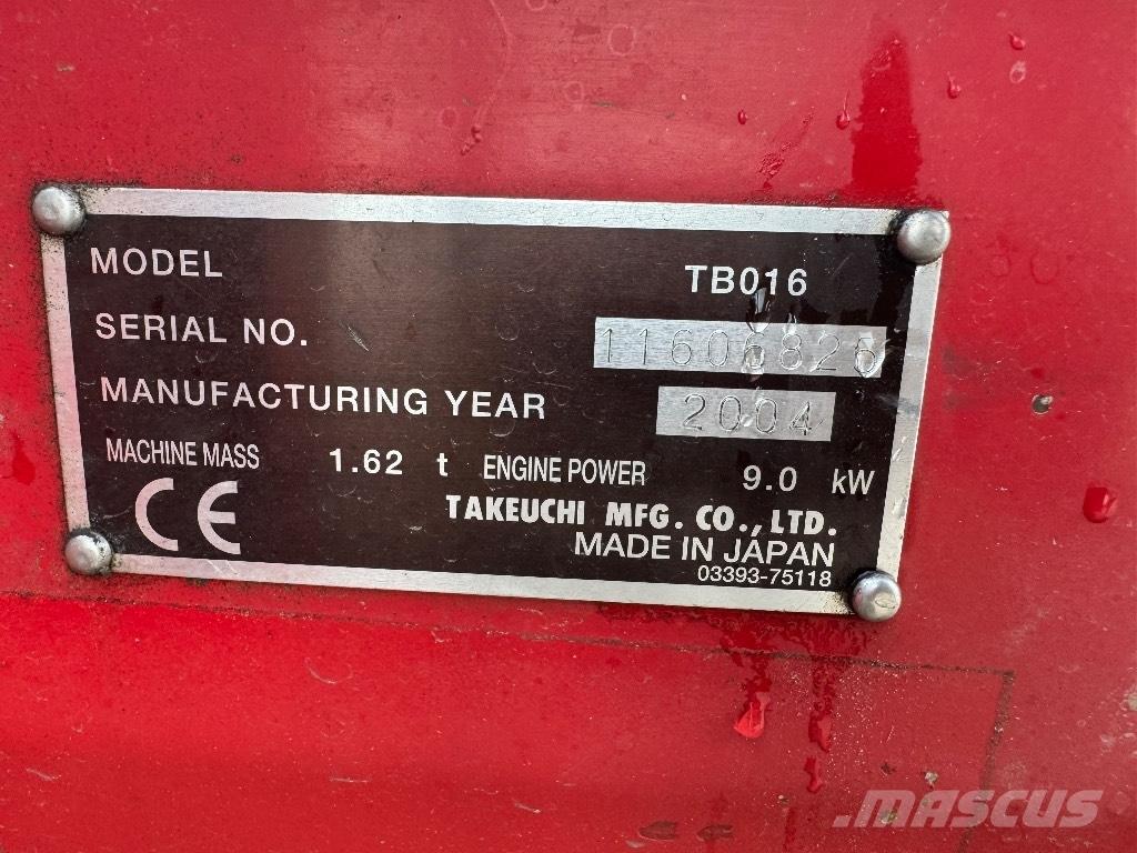 Takeuchi TB 016 Mini excavators < 7t