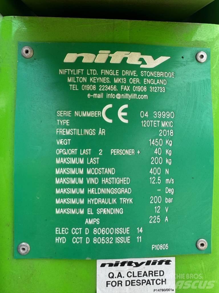 Niftylift 120 T Trailer mounted aerial platforms