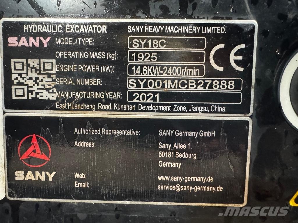 Sany SY 18 C Mini excavators < 7t