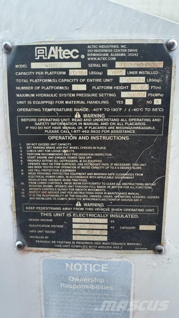 Altec LRV55 Truck mounted aerial platforms