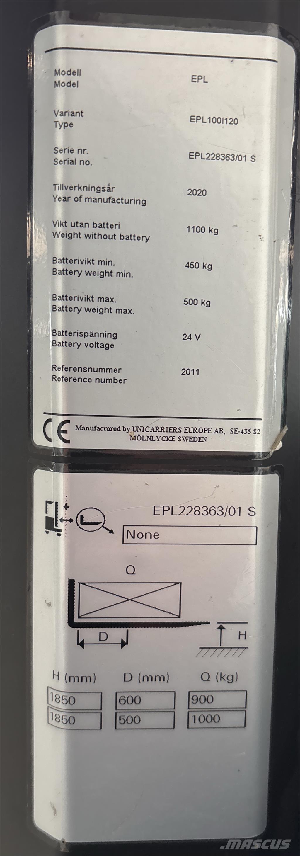 UniCarriers EPL100 Low lift order picker