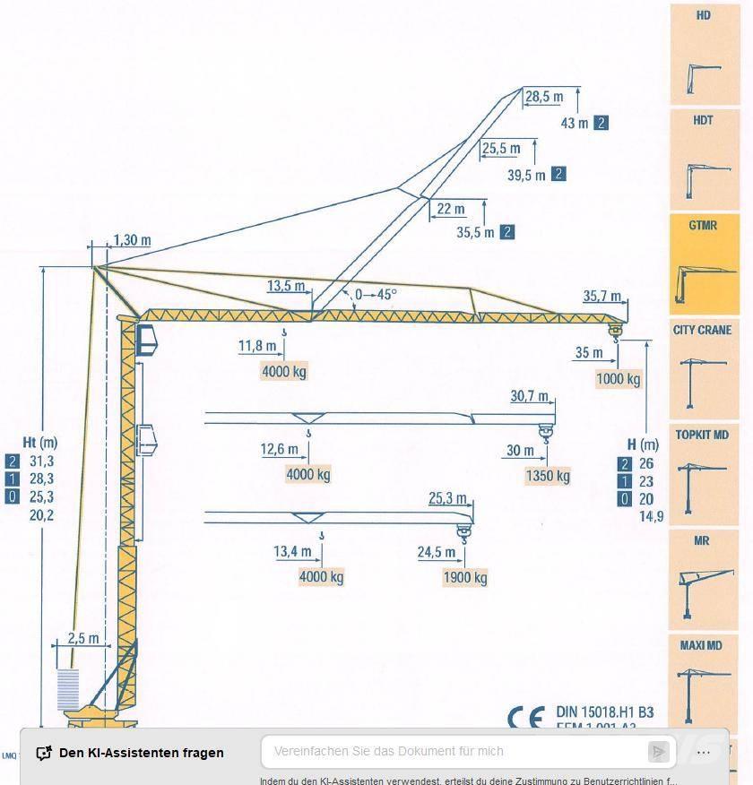 Potain GTMR 331 B Tower cranes