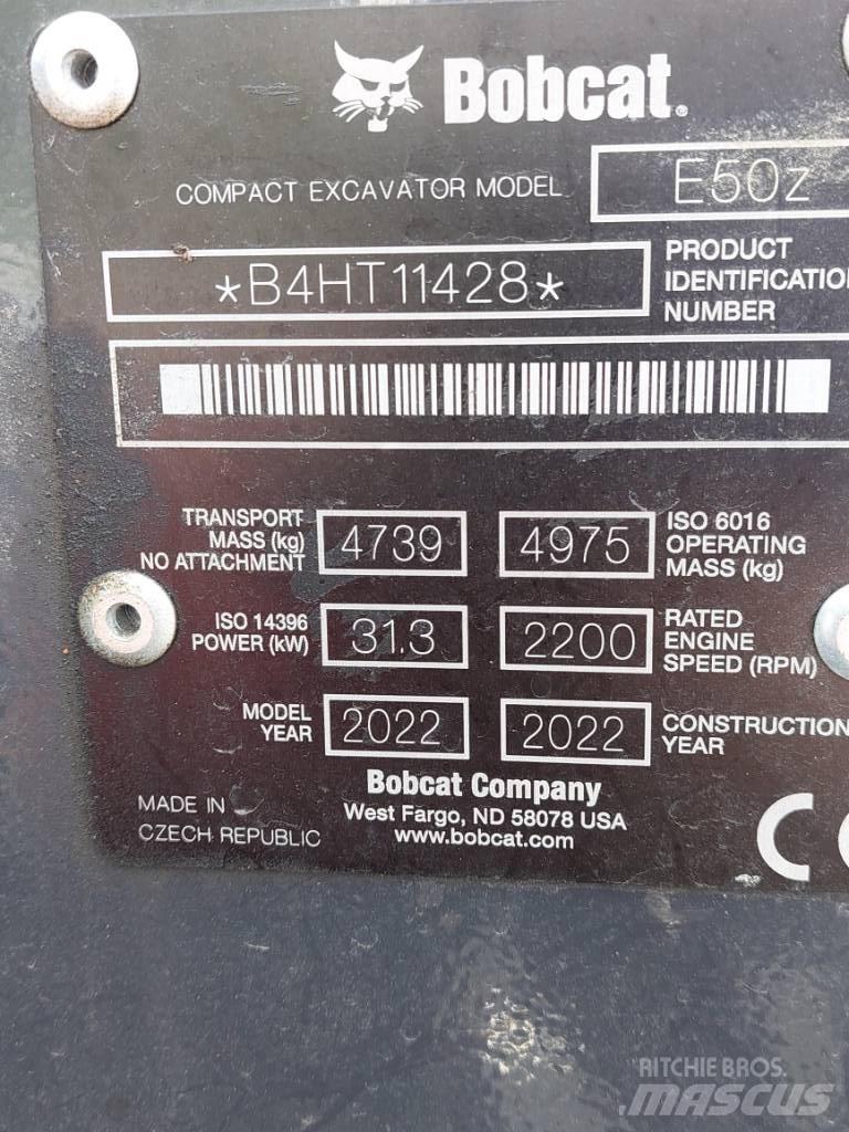Bobcat E50z Mini excavators < 7t