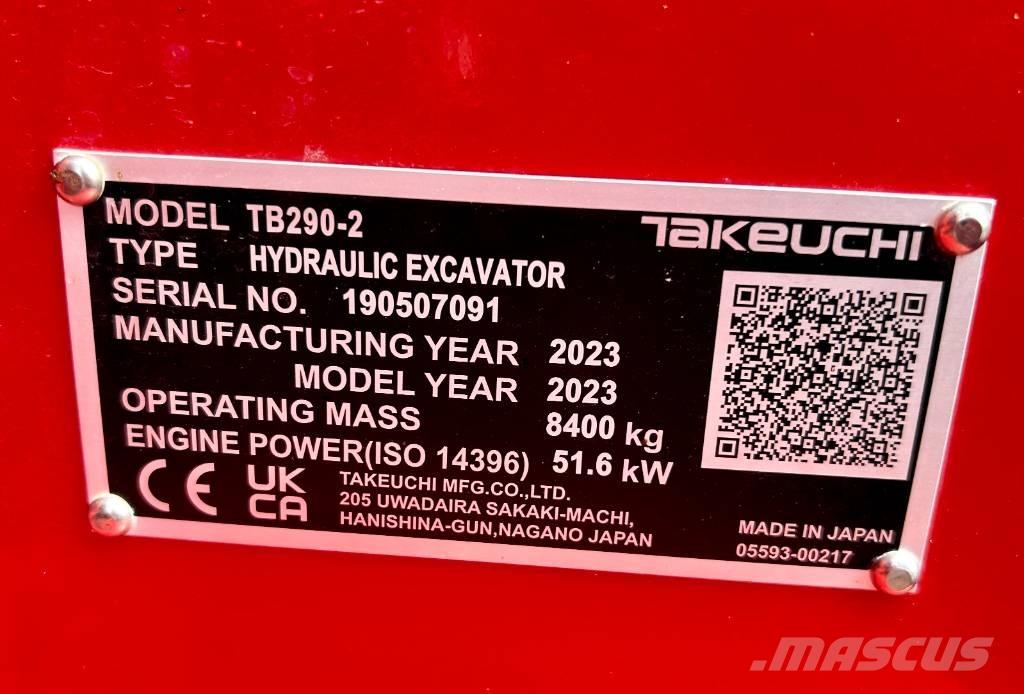 Takeuchi TB 290-2 CV Midi excavators  7t - 12t