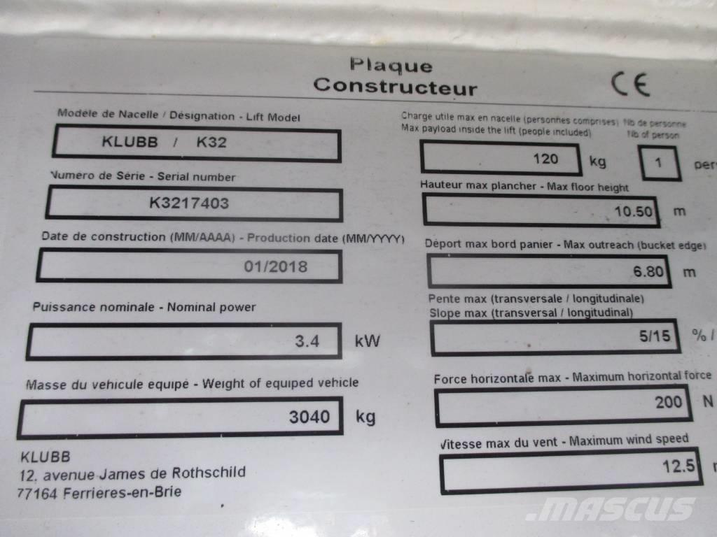 Klubb K32 Truck mounted aerial platforms