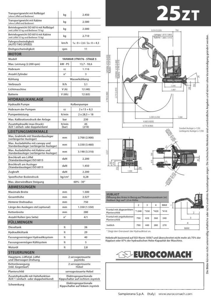Eurocomach 25ZT 2,5 Mini excavators < 7t
