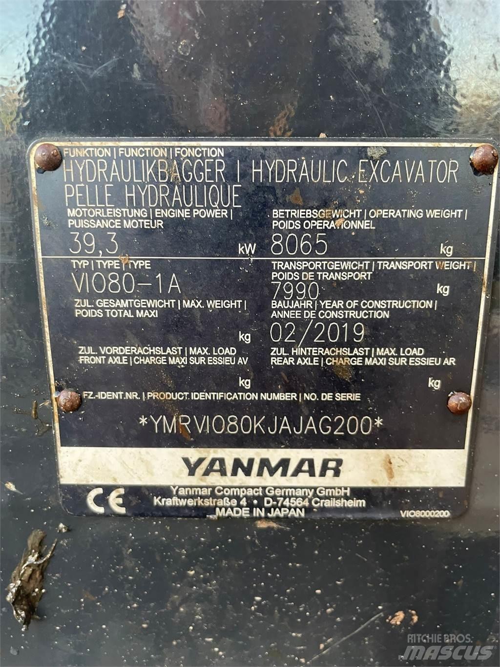 Yanmar Vio 80-1A Mini excavators < 7t