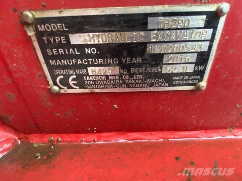Takeuchi TB 290 Midi excavators  7t - 12t