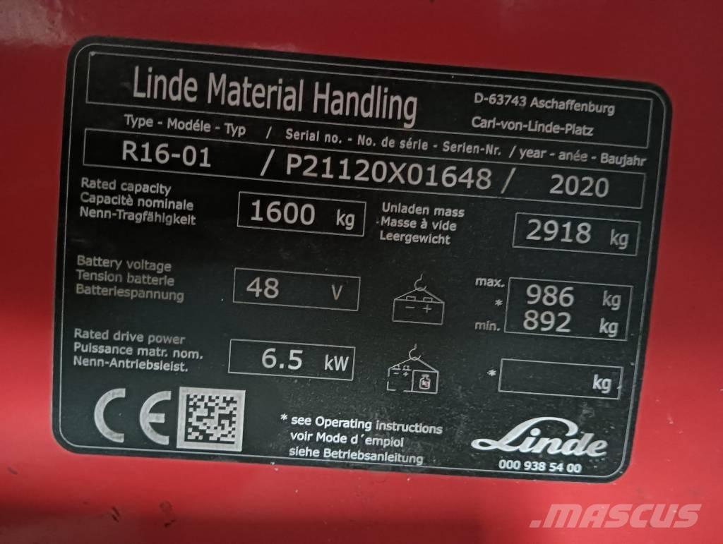 Linde R 16 Reach truck