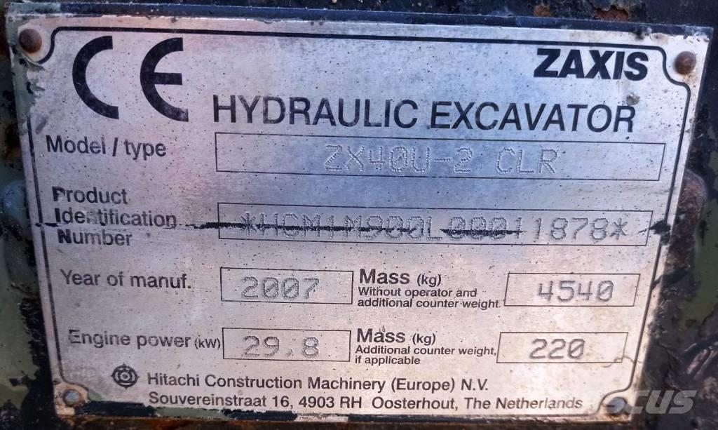 Hitachi ZX 40 U-2 Mini excavators < 7t