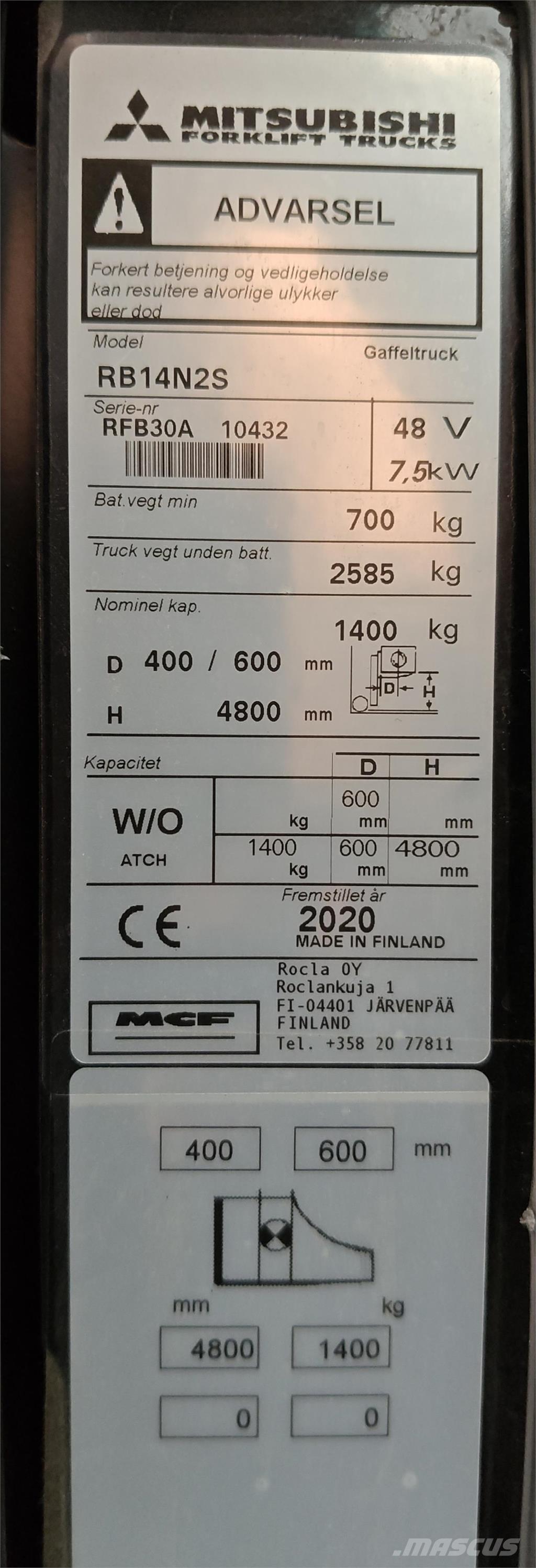 Mitsubishi RB14N2S Reach truck