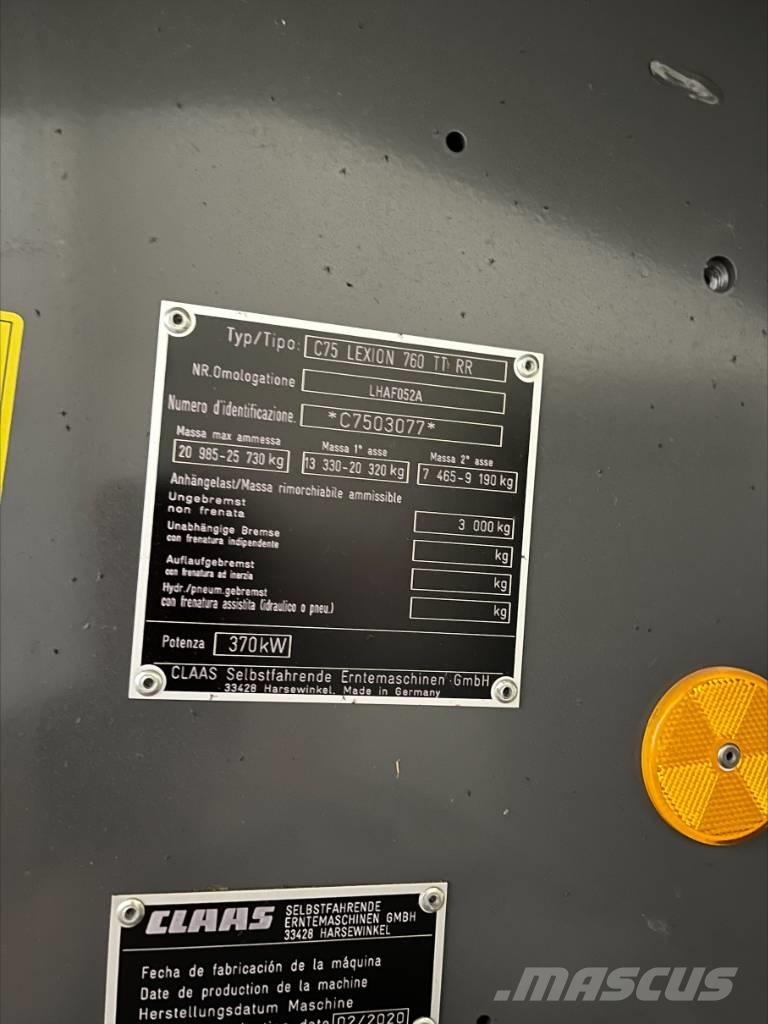 CLAAS Lexion 760 TT Combine harvesters