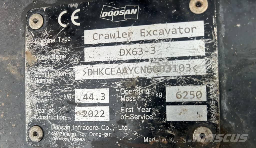 Doosan DX 63-3 Crawler excavators