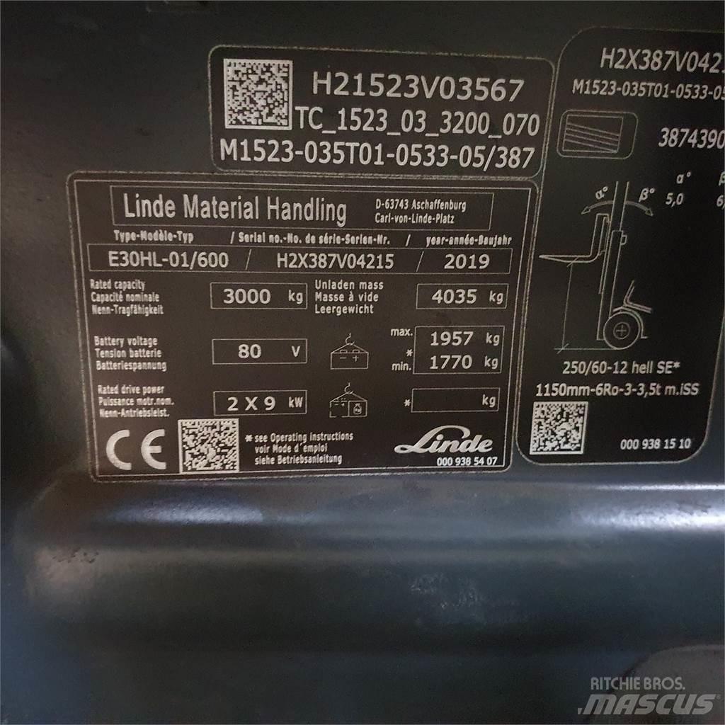 Linde E30/600HL Electric forklift trucks