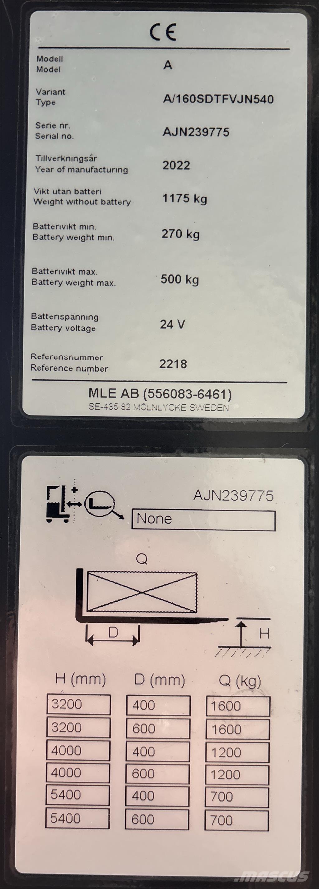 Atlet A160 Self propelled stackers