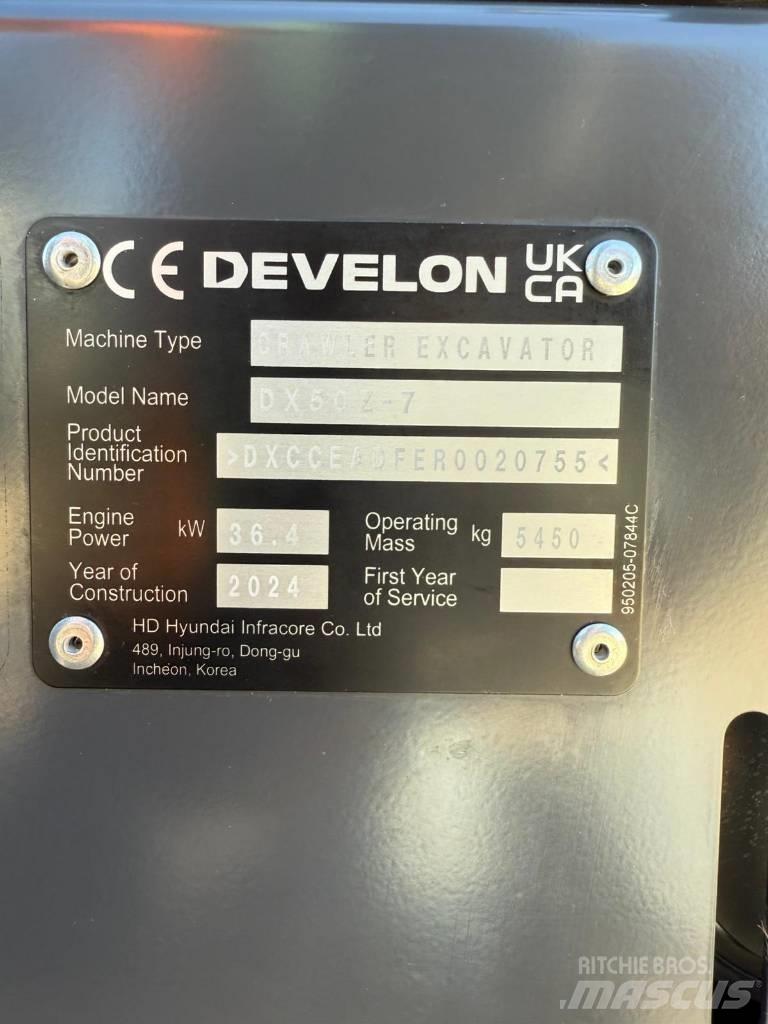 Develon DX 50 Z-7 Mini excavators < 7t