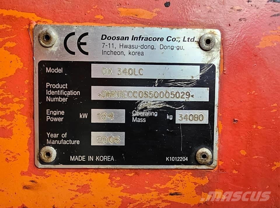 Doosan DX 340 LC Crawler excavators