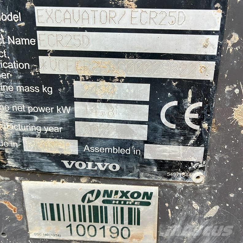 Volvo ECR25D Mini excavators < 7t