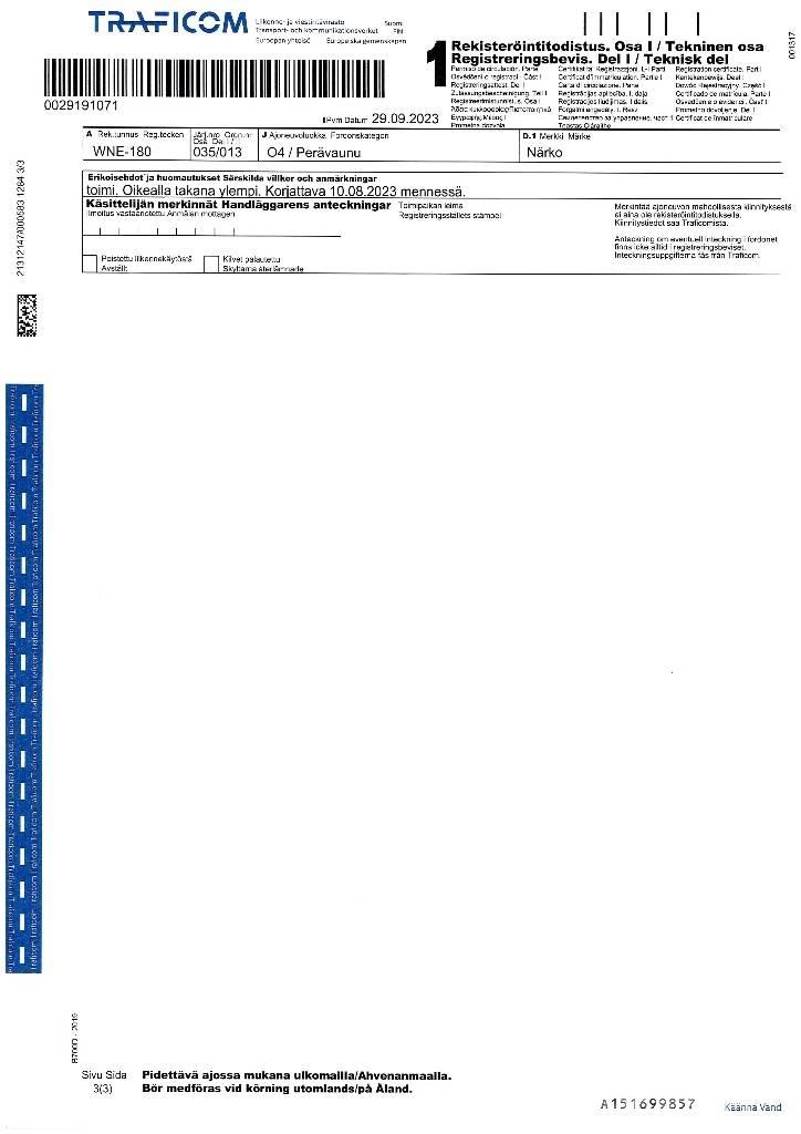 Närko D52B13N61 TPV Van Body Trailers