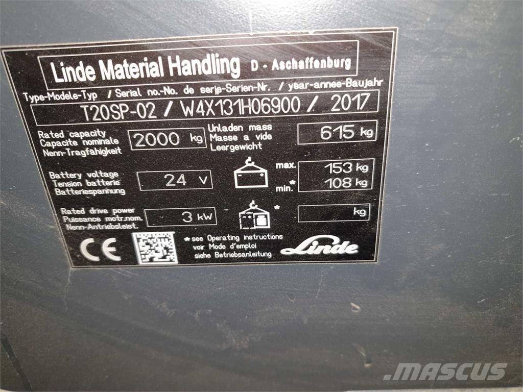 Linde T20SP ION Self propelled stackers