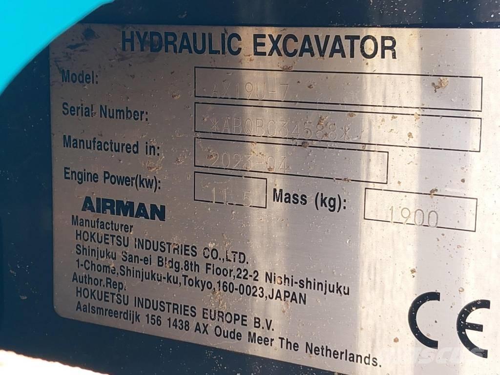 Airman AX19U-7 Mini excavators < 7t