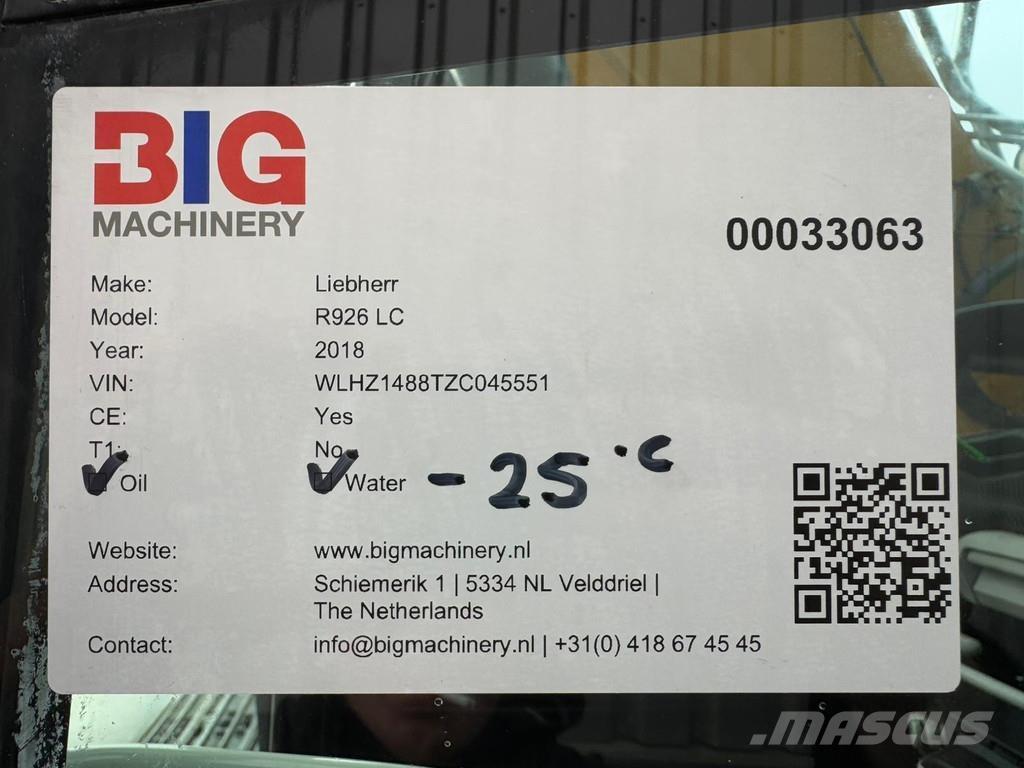 Liebherr R926 LC Crawler excavators