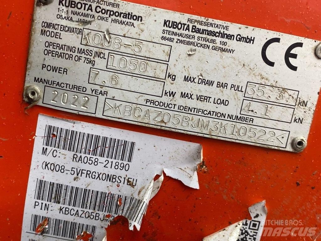 Kubota K008-5 Mini excavators < 7t