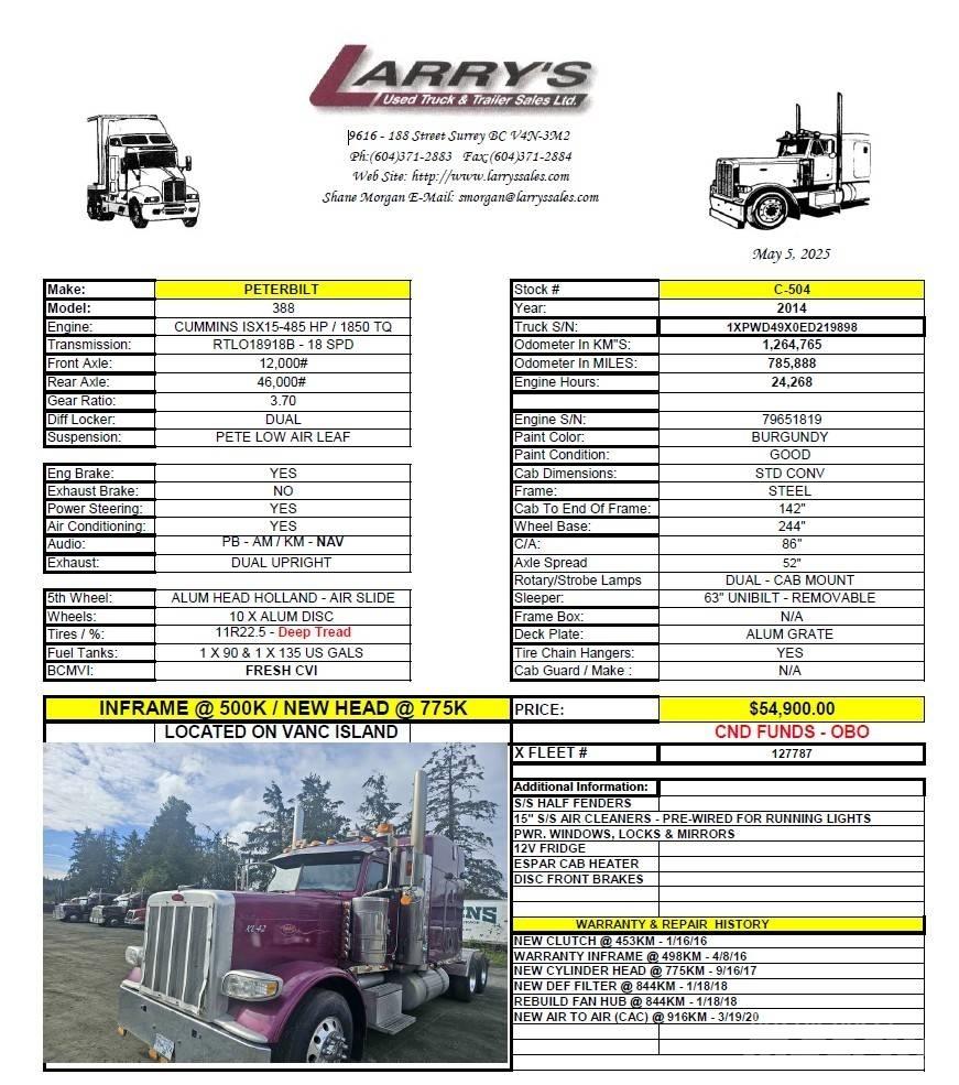 Peterbilt 388 Truck Tractor Units