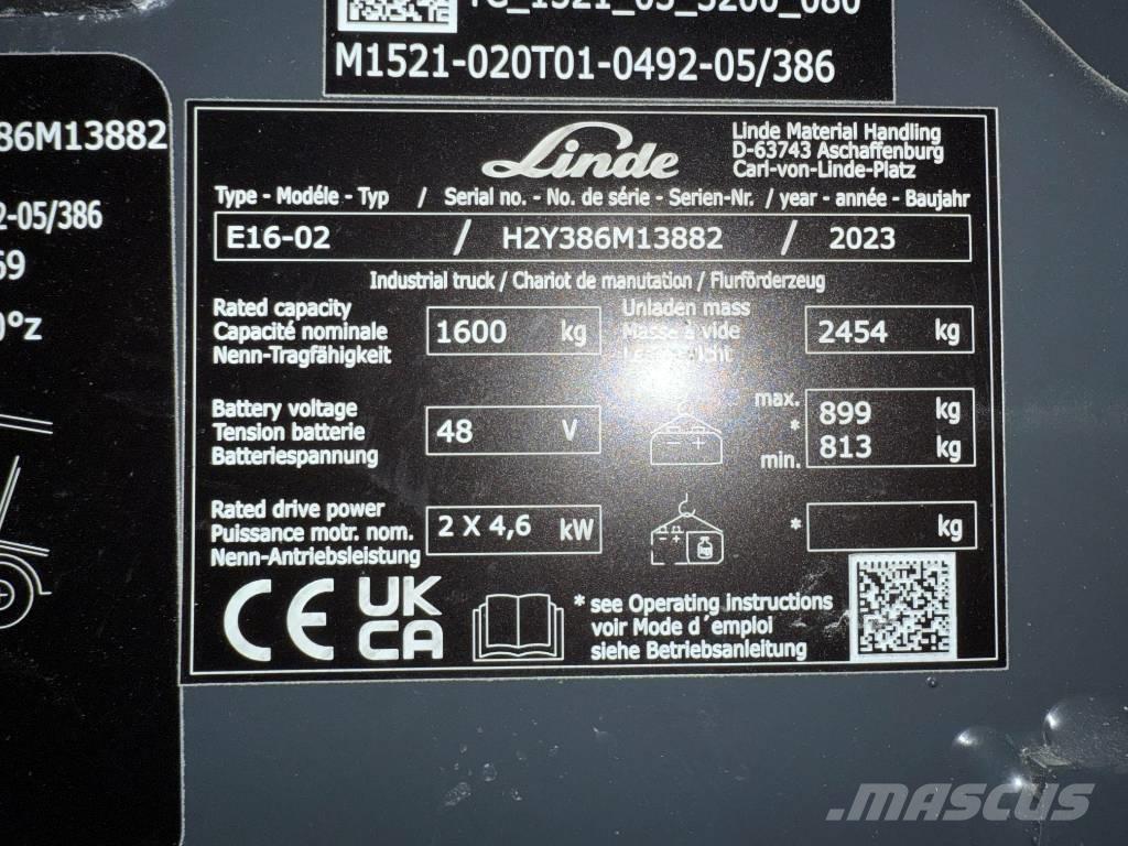 Linde E16/386-02 Electric forklift trucks