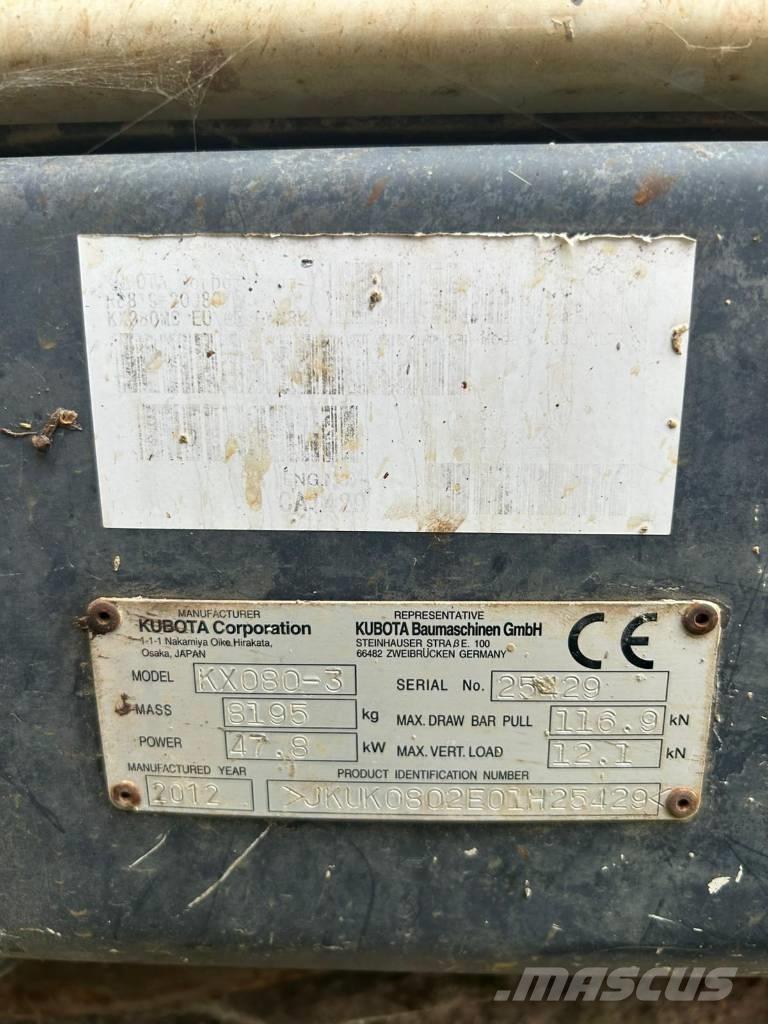 Kubota KX 080-3 Midi excavators  7t - 12t