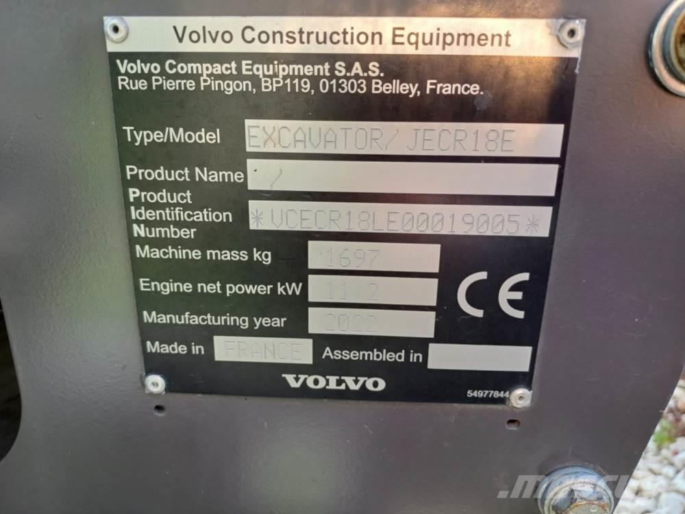 Volvo JECR18E Mini excavators < 7t