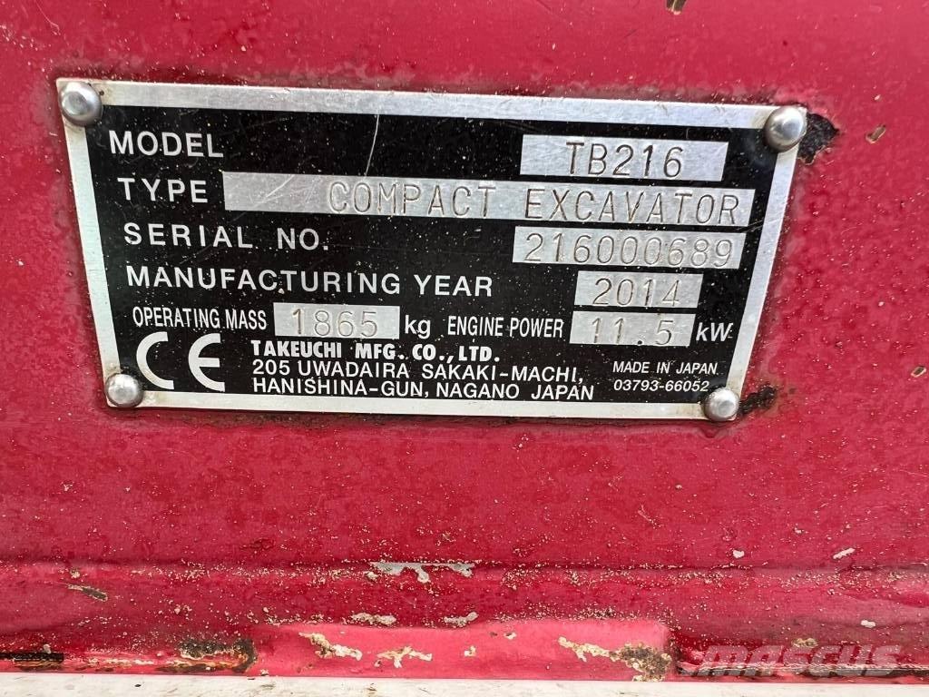 Takeuchi TB 216 Mini excavators < 7t