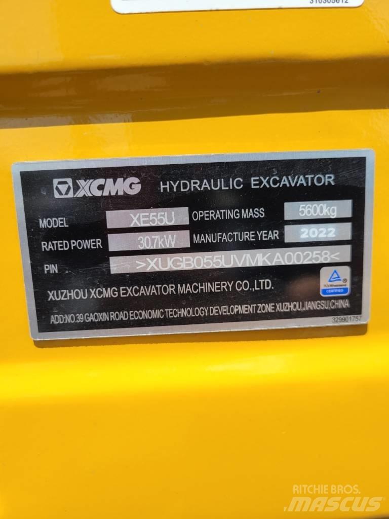 XCMG XE55 U Mini excavators < 7t
