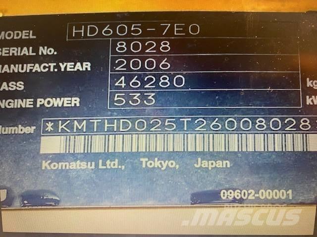 Komatsu HD 605-7 Rigid dump trucks