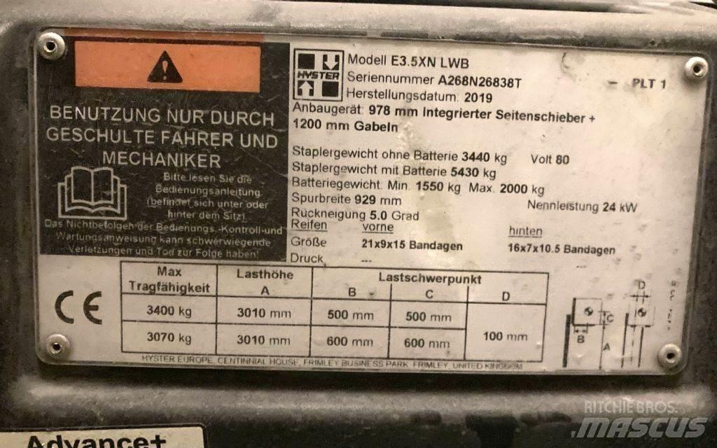 Hyster E 3.5 XN LWB Electric forklift trucks