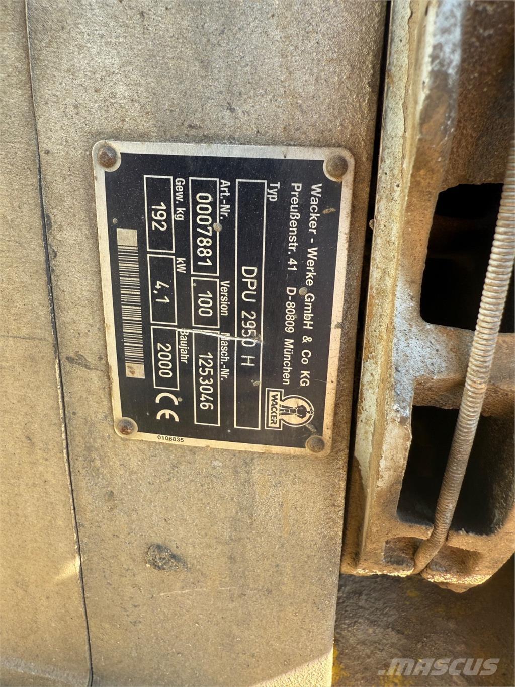 Wacker DPU2950 Vibrator compactors