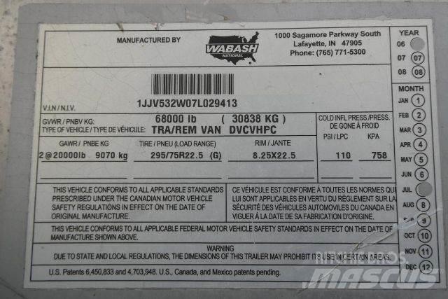 Wabash DVCVHPC Van Body Trailers