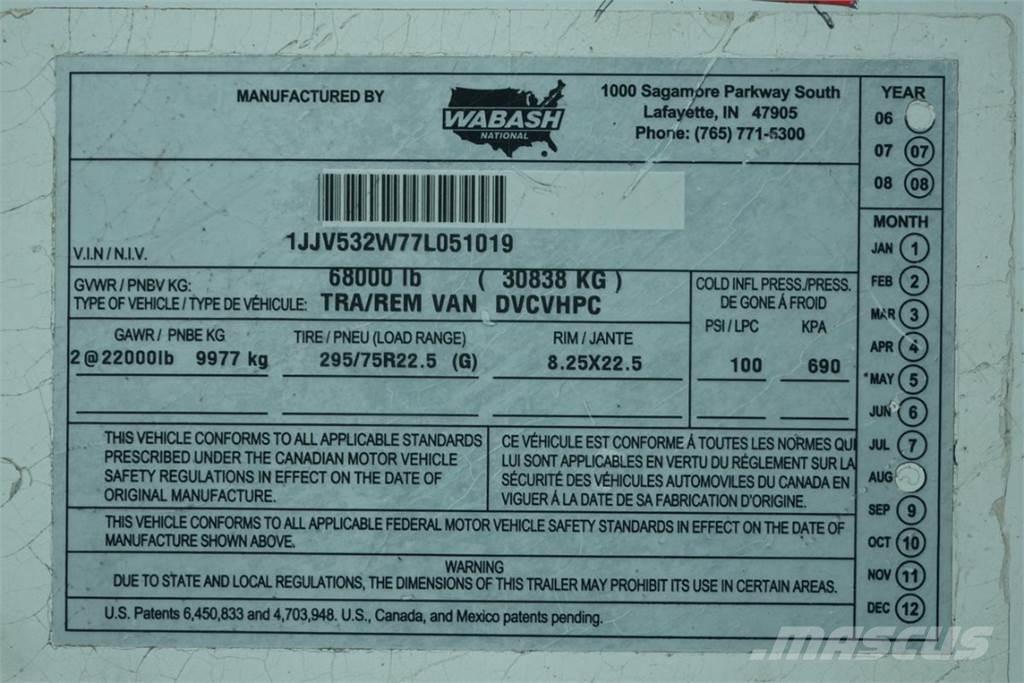 Wabash DVCVHPC Van Body Trailers