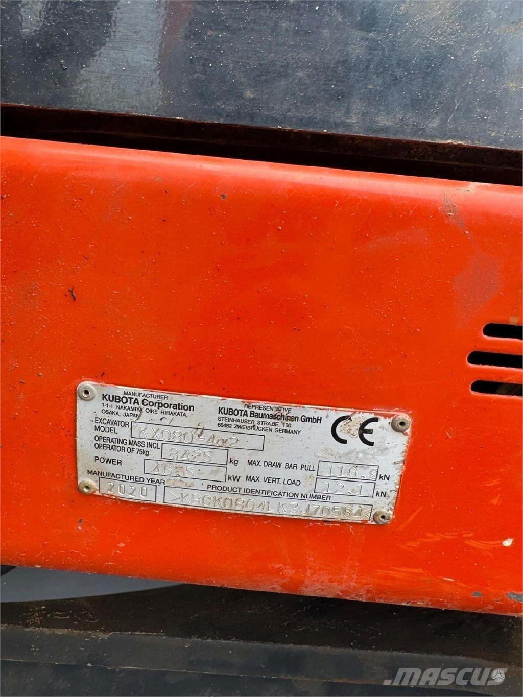 Kubota KX080-4a2 Crawler excavators