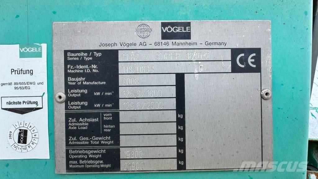 Vögele Super 1800-2 Asphalt pavers