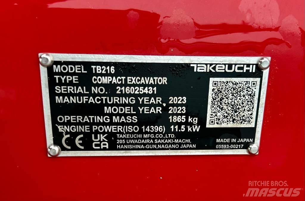 Takeuchi TB 216A V4 Mini excavators < 7t
